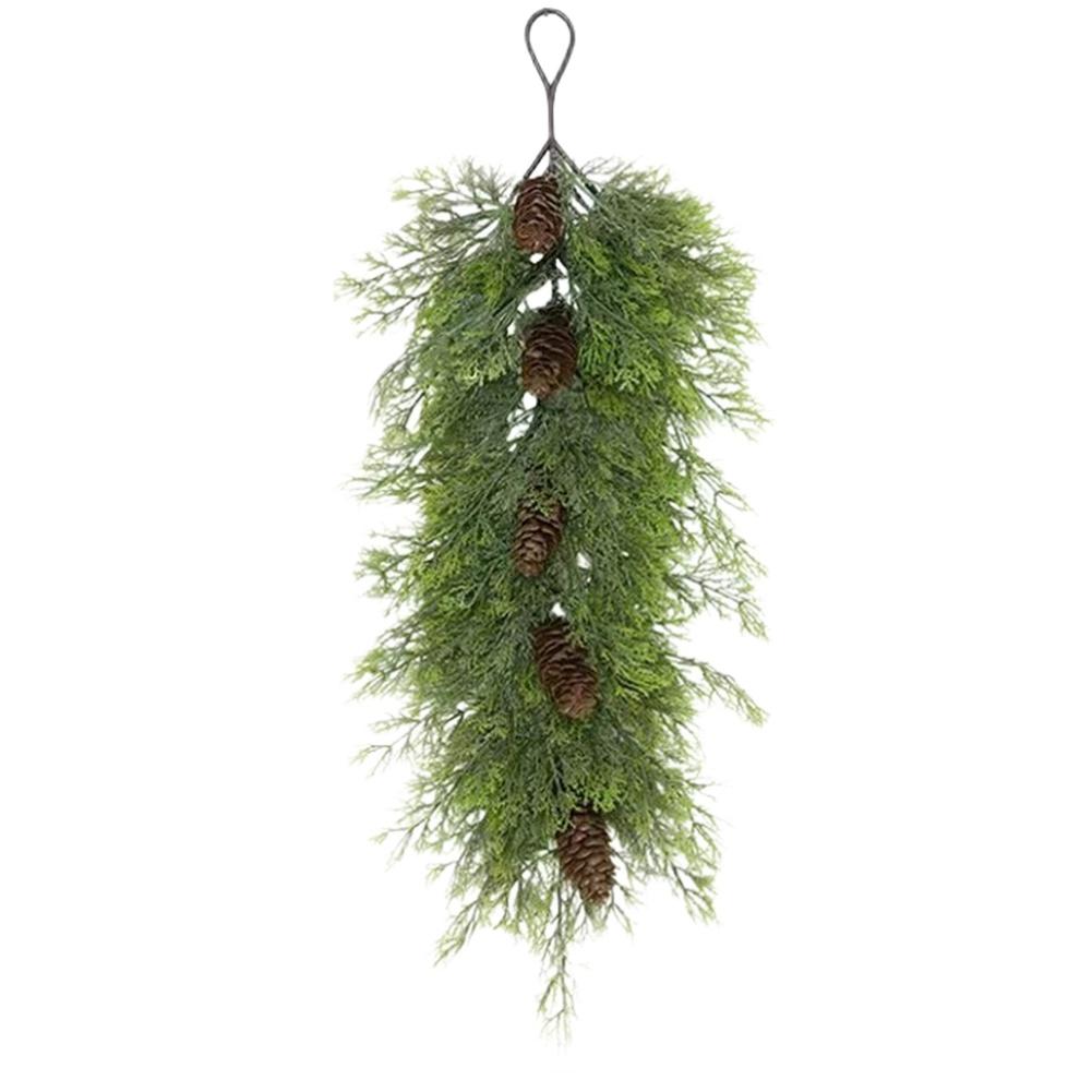 Pine Cone Garland Set of 3 for Wall Ceiling Holiday Decor For Indoor Outdoor Rustic Style Artificial Green Plants