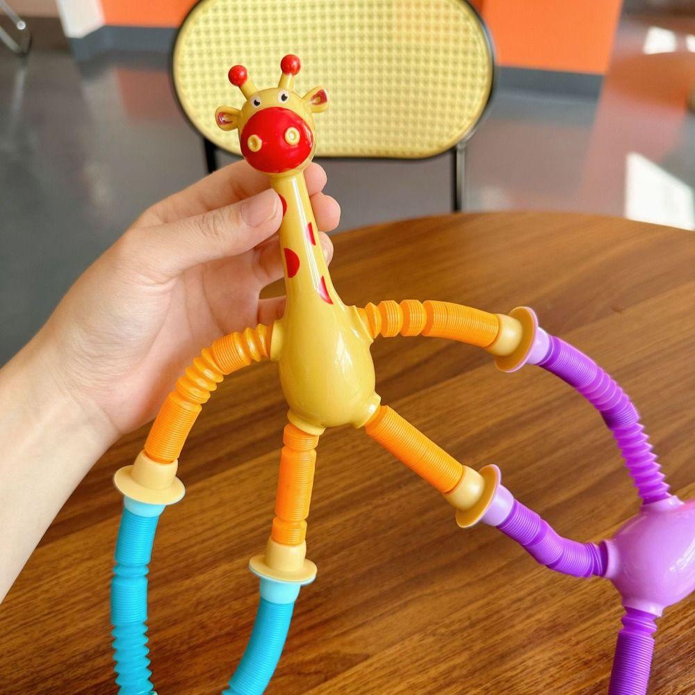 Telescopic Light-Up Giraffe Toy Stretchable Giraffe Pop Tubes Kids Motor Skills