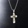 YQF Multilayer Cross Chain Pendant Necklace For Men Neck Catholic Religious Zircon Accessories