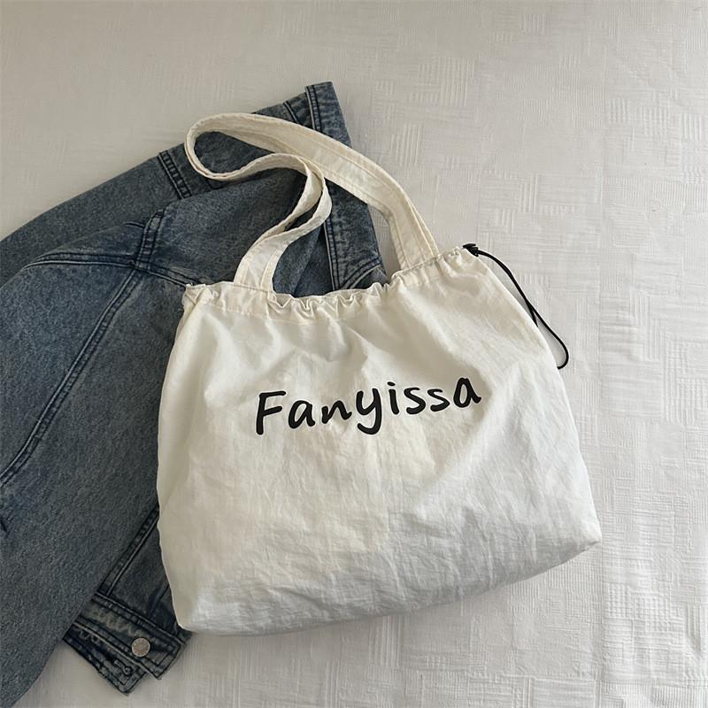 

Summer Large Streetwear Canvas Tote Wrinkle Design With Graphic For Teens белый