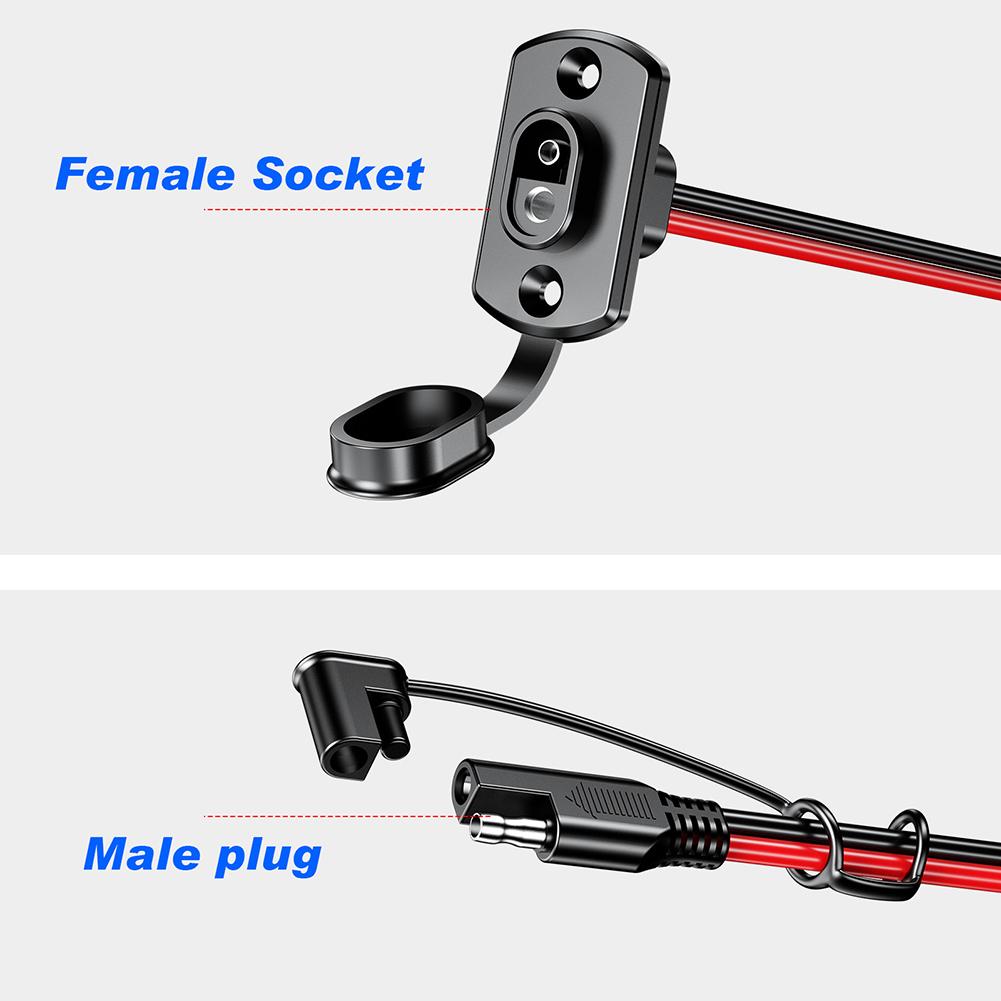 12AWG 30CM SAE Quick Connector Harness Dustproof Female Power Wire Connector Harness for Solar Panel Generator Battery Charger