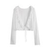 Vielseitiger Spitzen-Cropped-Schal: Langarm Sonnenschutz Strickjacke