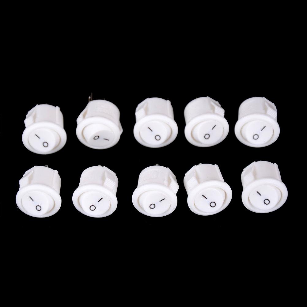 10pcs 16mm Diameter Small Round Boat Rocker Switches Black Mini Round Black White Red 2 Pin ON-OFF Rocker Switch
