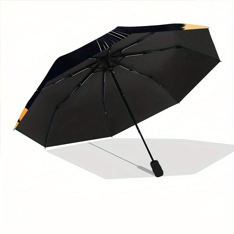 1pc Black Cat Floral Print Automatic Open/close Folding Umbrella, Compact Portable Travel Umbrella, Perfect Birthday/Christmas, Cute Umbrell