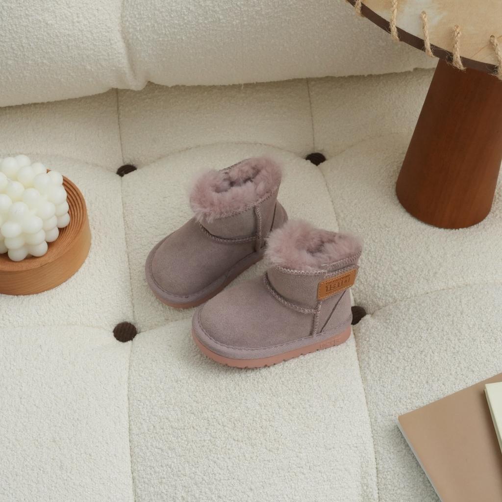 XSHX "Anti-splashing Fleece Leather · Wool Shoe Mouth" Children's Snow Boots Winter Boys and Girls Magic Stickers [Wenzhou Shoes]