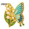 Floral Butterfly Brooch Enamel Flower Pin, Badge for Scarves Women, Inscet Shaped Pin Coats Sweaters