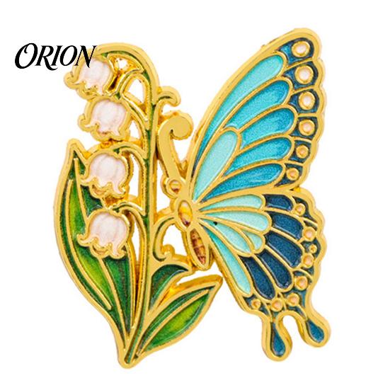 Floral Butterfly Brooch Enamel Flower Pin, Badge for Scarves Women, Inscet Shaped Pin Coats Sweaters