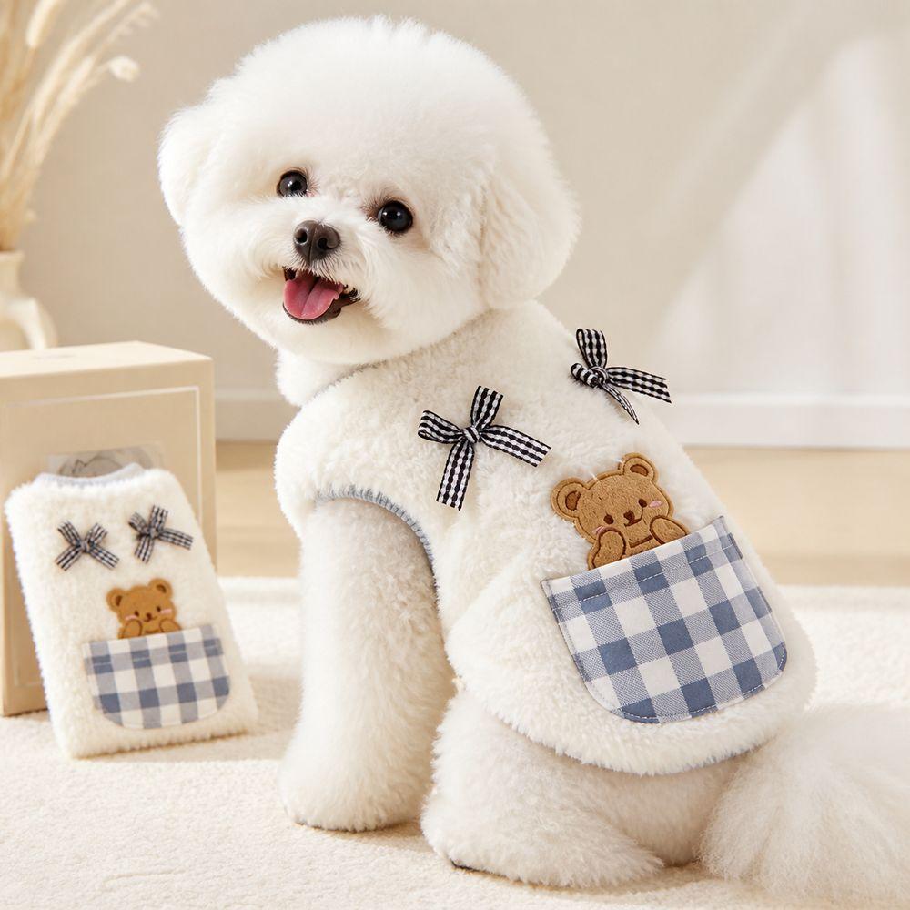 Warm Fleece Cat Vest Plush Fabric Pet Vest New Dog Clothes Jacket  for Autumn and Winter Wear