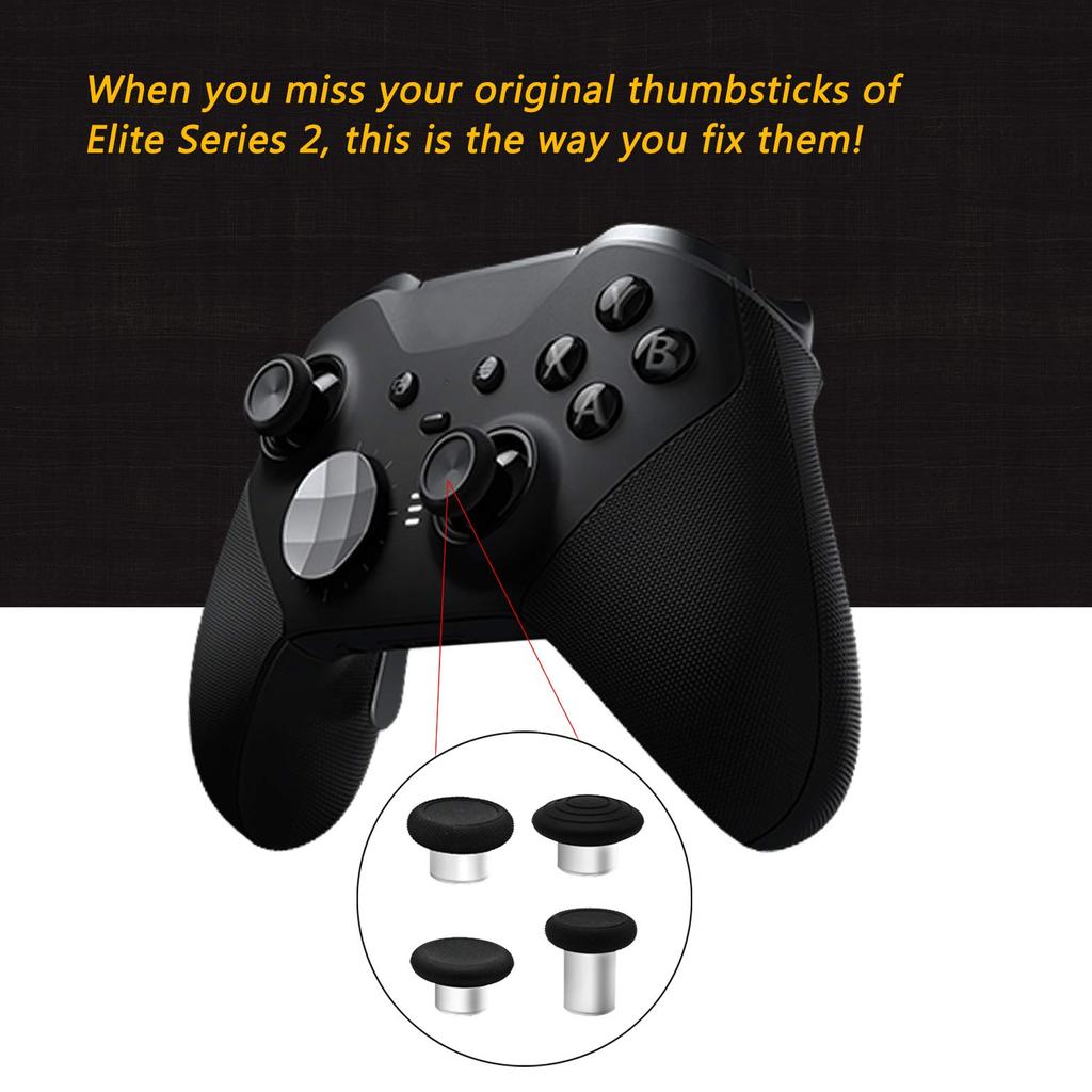 EASEGMER 6-in-1 Swap Thumbstick Replacement Magnetic Joystick for Xbox One Elite Series 2 Controller (Black)