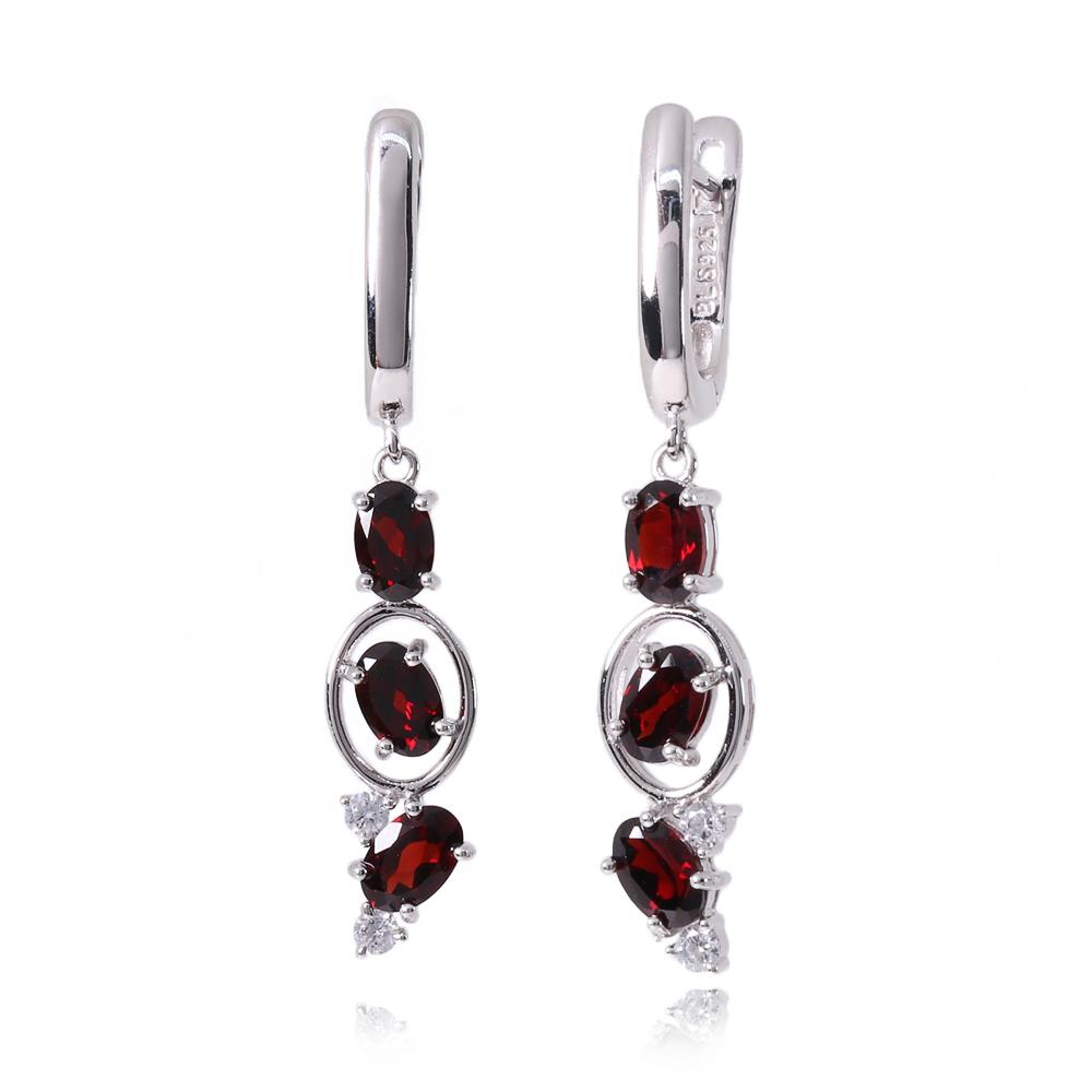 925 Silber Schmuckset mit natürlichen roten Granat-Edelsteinen Ohrringe und Ring für Frauen als schönes Geburtstagsgeschenk