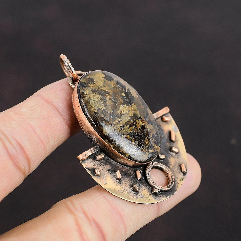 Bronzite Pendant Copper Pendant Very Pretty Gemstone Pendant Handmade Jewelry Bronzite Copper Jewelry Special Occasion Gift Healing Stone
