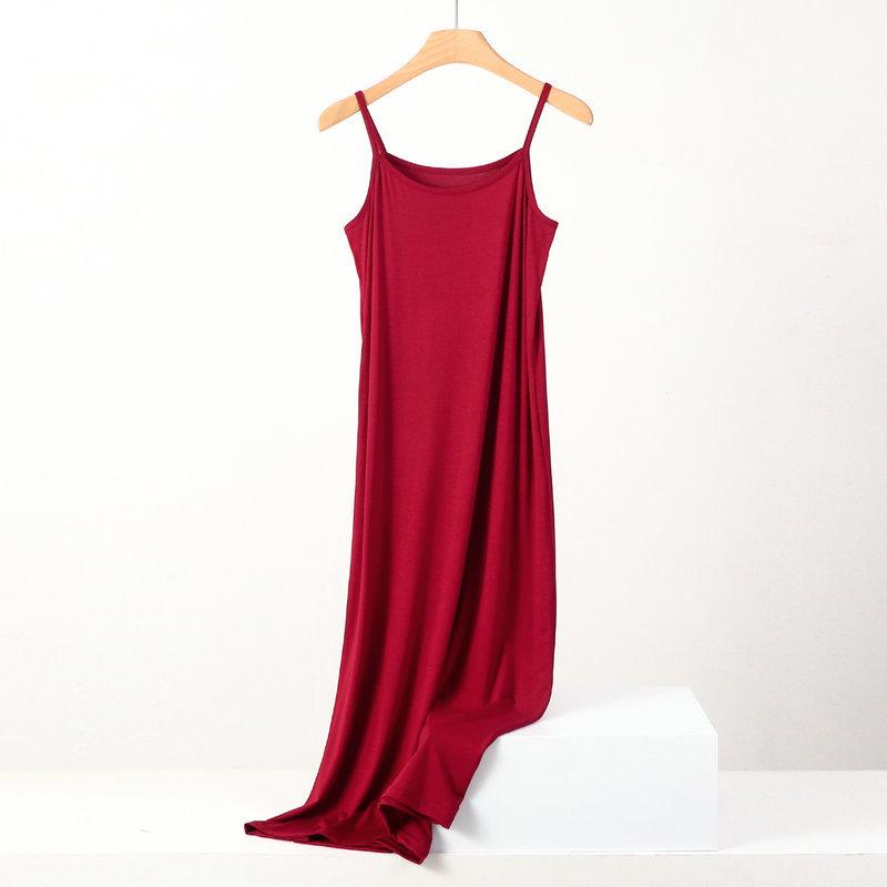 Plus Size Slimming Modal Cotton Spaghetti Strap Sleep Dress - Solid Color