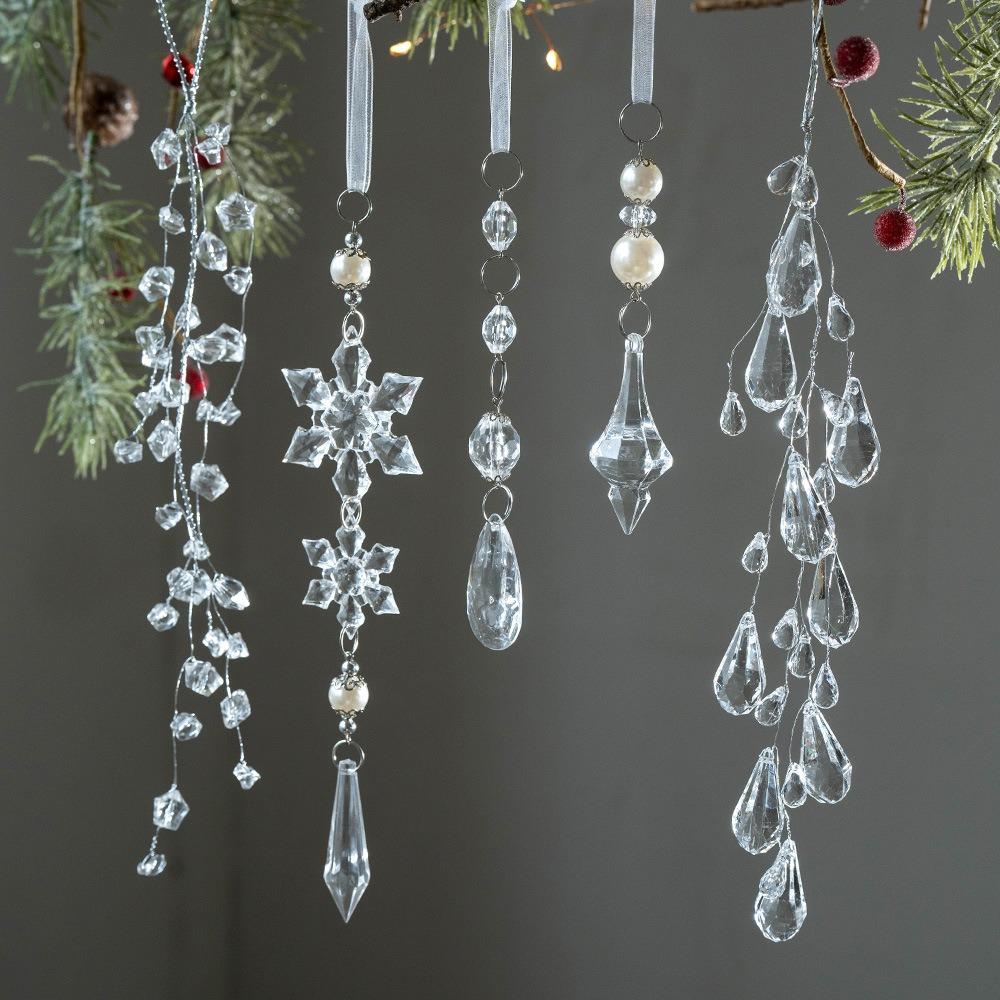 Christmas Decoration Snowflake Crystal Pendants Xmas Tree Hanging Ornament 2027 Christmas Home Decorations New Year Gifts 2027