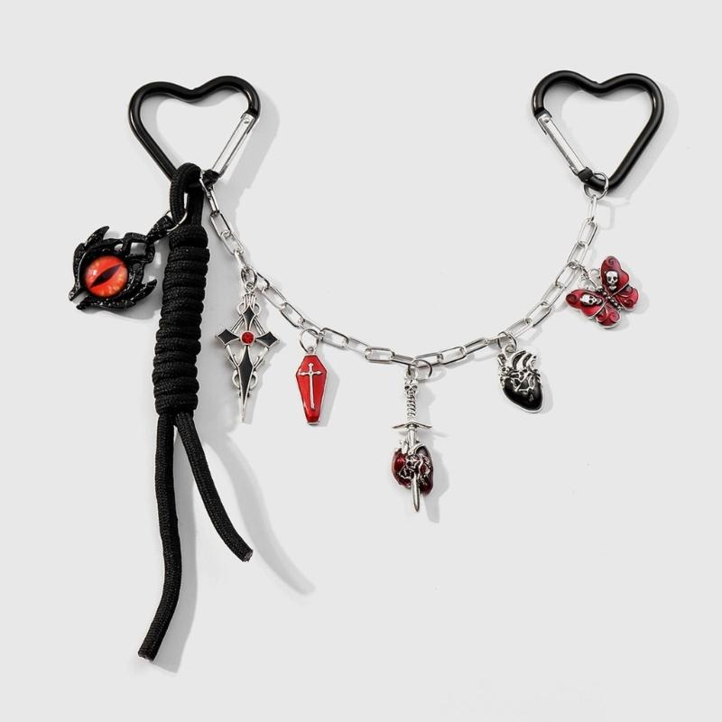 Bag Charm Handbag Chain Decoration for Women Gothic Punk Devil Eye Butterfly Tassels Pendant Accessories for Purse Chain
