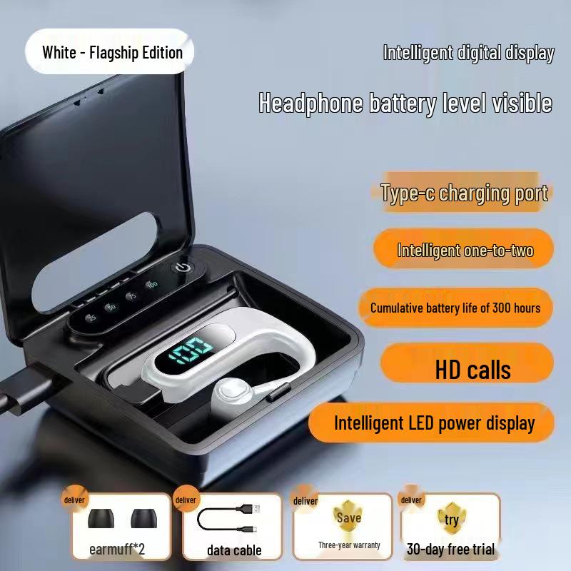 2025 Bluetooth Ear-hook Earphones: Large Battery, Super Long Life, Digital Display, for Huawei, Apple, Android