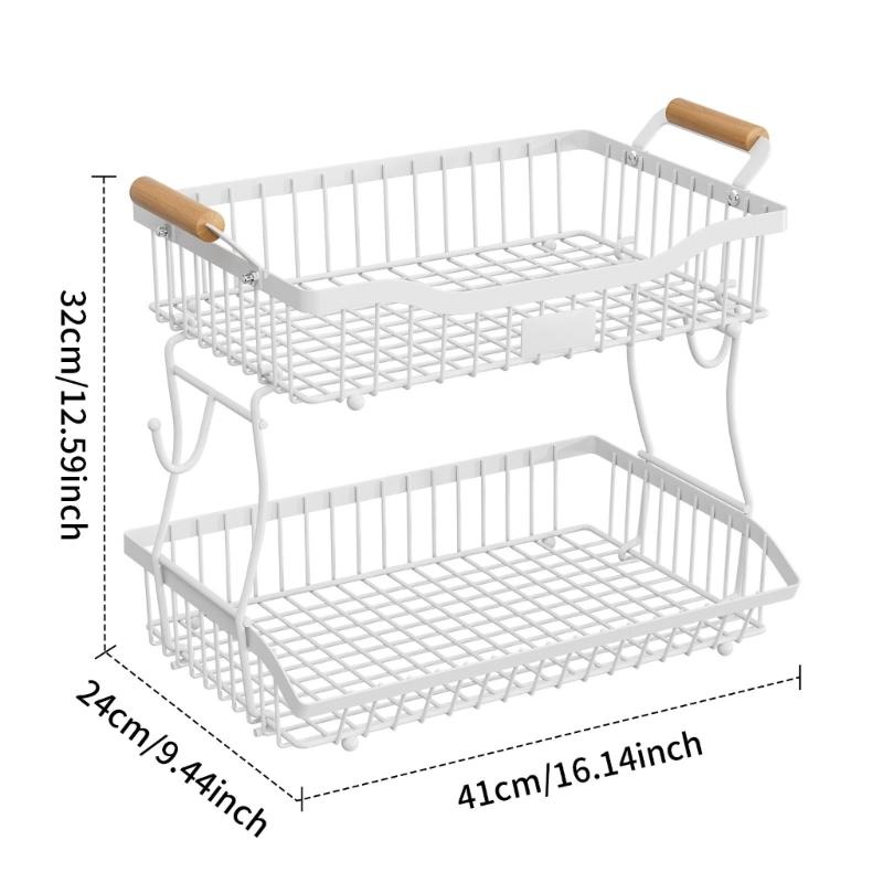 Space Saving Metal 2 Layer Produce Organizers With Rustproof Easy Cleaning Surfaces Home Storage Solution