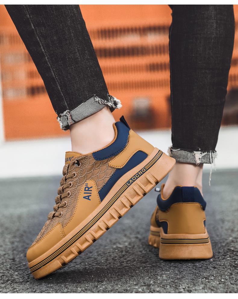 Men's Waterproof Leather Slip-on Casual Sneakers, Autumn Fashion, Versatile Thick-soled Sport Shoes
