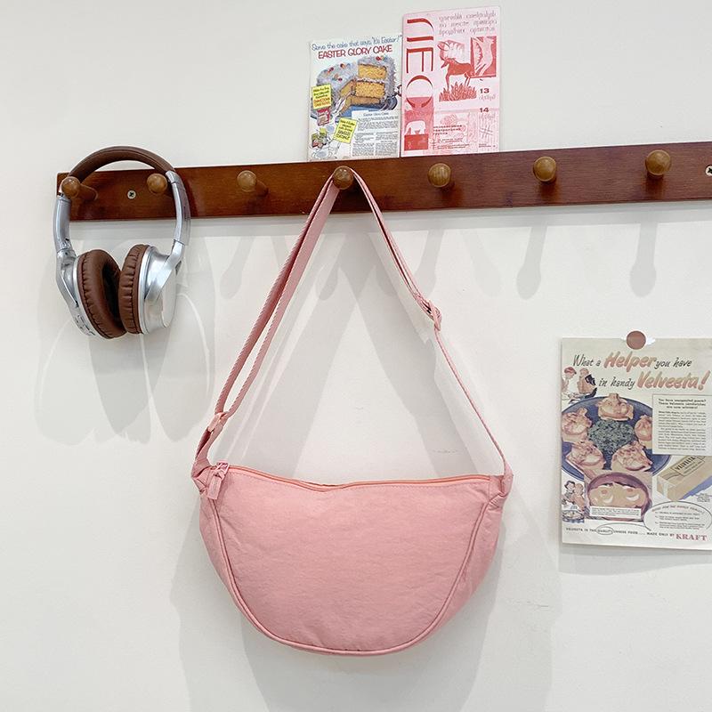 Solid Color Dumpling Bag Women's New Trendy Dumpling Bag Lightweight Shoulder Canvas Bag Satchel Bag Underarm Bag