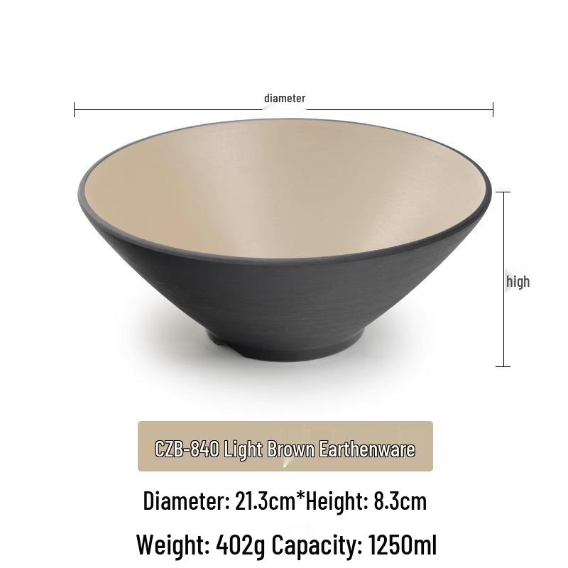 Large Frosted Melamine Ramen Bowl - Japanese-Style Restaurant Noodle Bowl for Mala Tang, Luosifen, Soup, and Rice Noodles