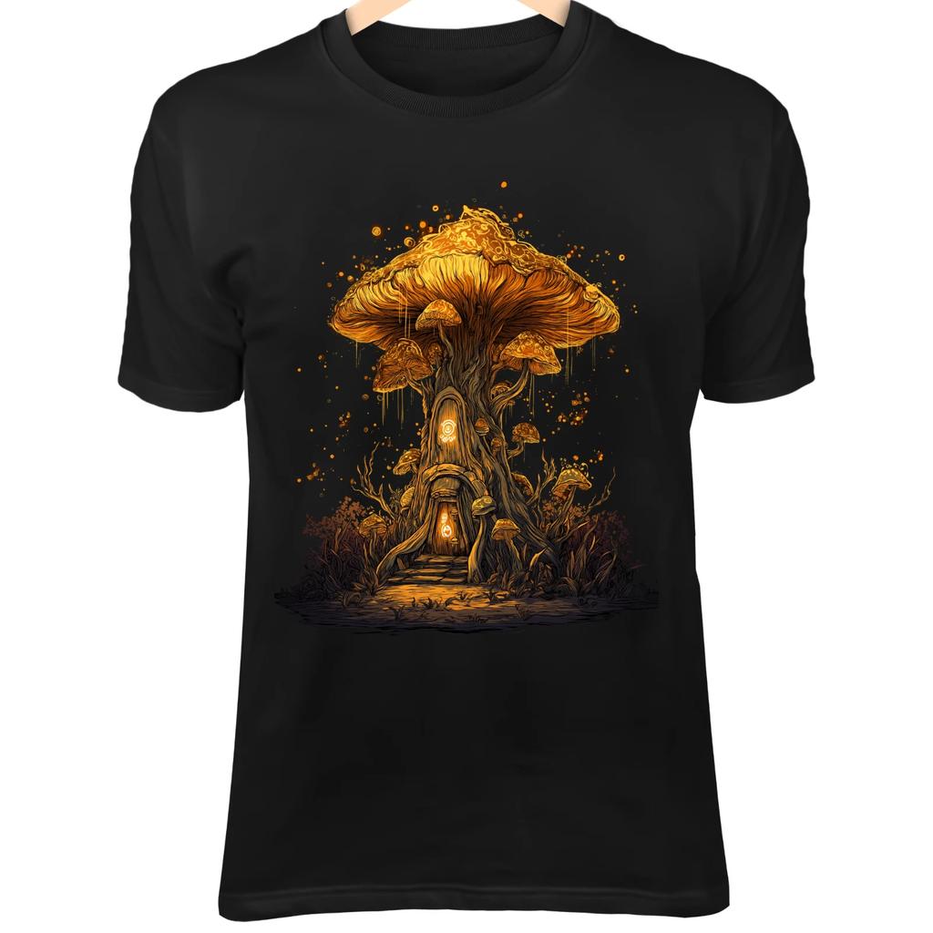 Temple Mushroom House - Glowing Runes, Floating Spores & Dark Whimsical Fantasy