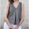 QICED Women's Fashion Casual Solid Color Print  Sleeveless V-Neck  Blouses & Shirts