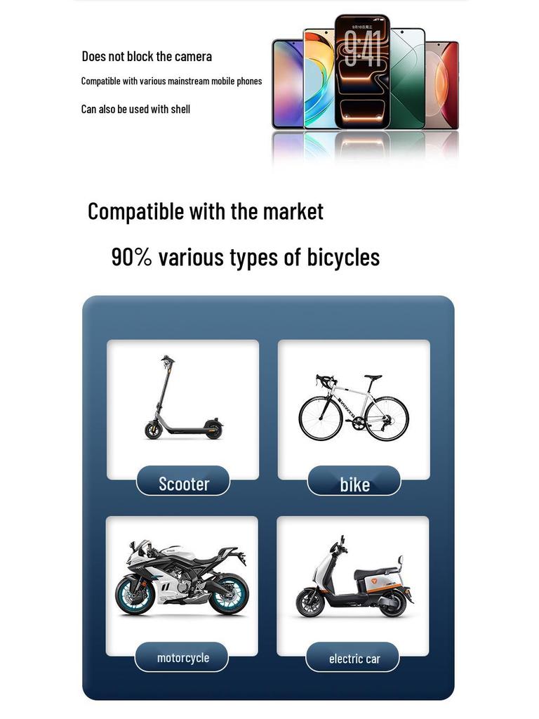 Shockproof Phone Holder for Cycling, Mountain Bikes, Motorcycles & Scooters with Anti-Shake Straps & Fixing Bracket