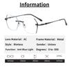 Myopia Glasses Women Fashion Polygon Metal Frameless Computer Eyewear Men Vintage Rimless Blue Light Blocking Eyeglasses 0~ -500