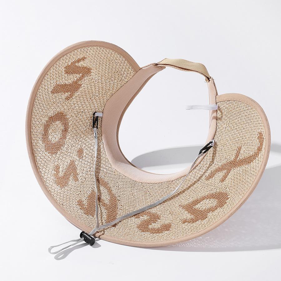 Style Hat Versatile Straw Woven Fashionable Beige Pink Women Sunshade Hatscaps