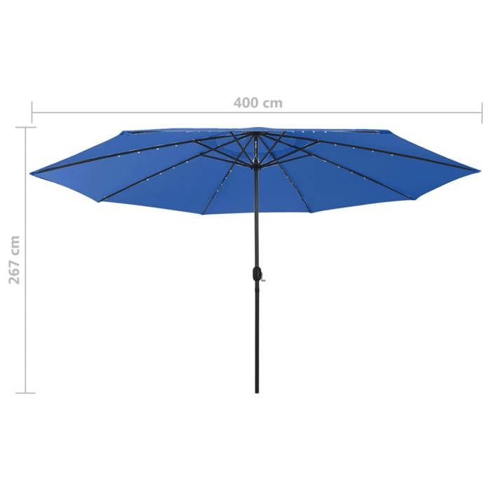 VidaXL Garden Parasol with LED Lights and Metal Pole, Patio Sunshade, Sun Shelter, Terrace Parasol 312537