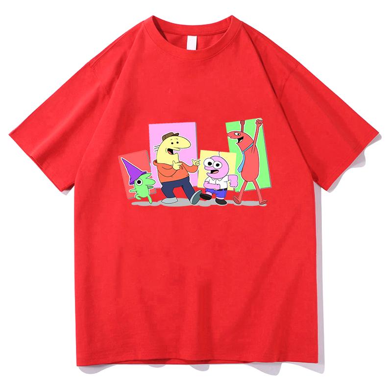 

Футболки Smiling Friends, повседневная футболка с коротким рукавом для весны, хлопковая футболка с круглым вырезом, модные топы, летняя одежда Kawaii 4XL