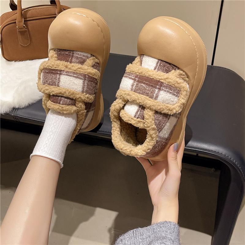 Women's thick bottom heightening large size thickening winter warm velcro fur one snow boots padded lining ankle boots non-slip hiking sports shoes