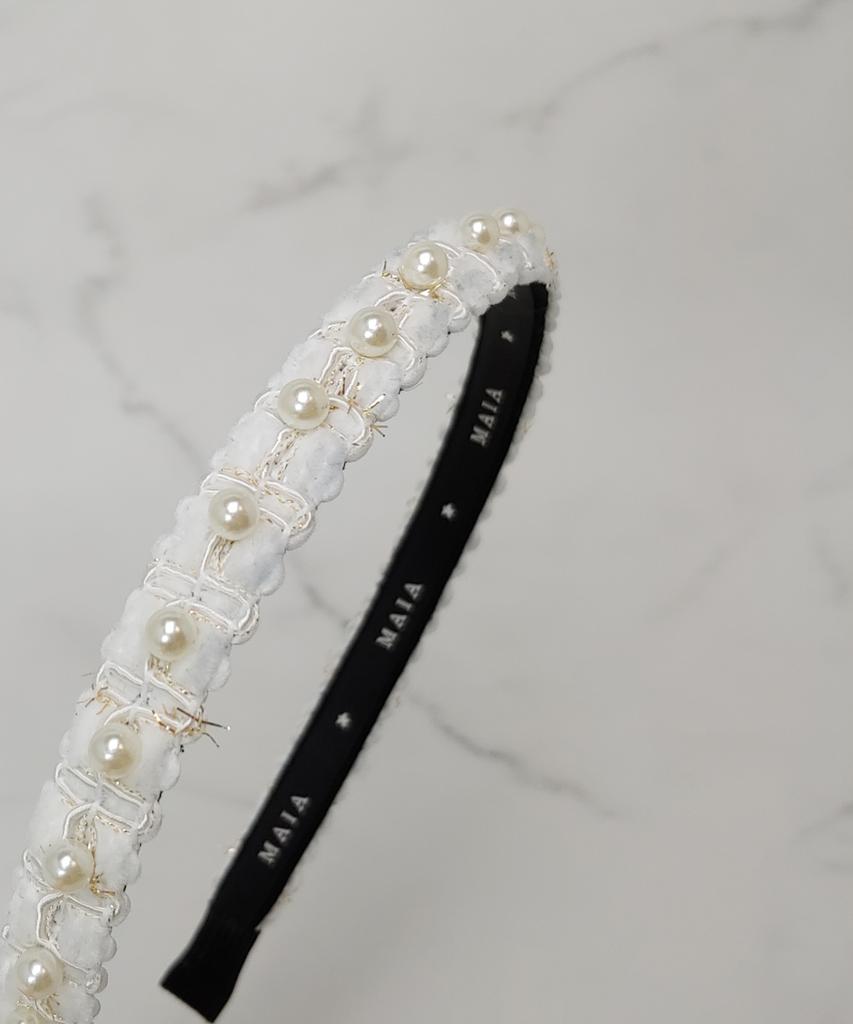 Maia Pearl Bead Headband - White