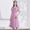 French Square Neck Pleated Dress