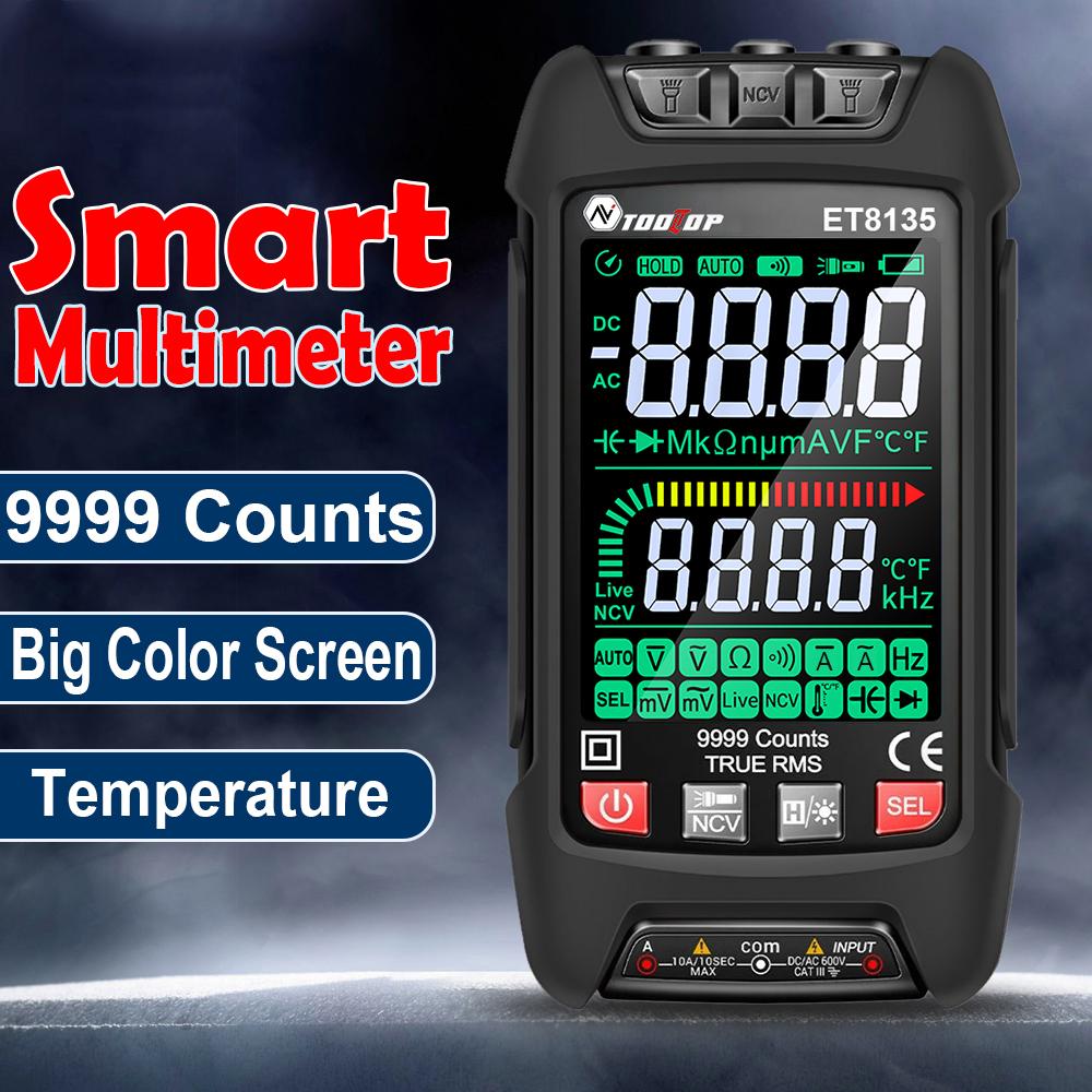 9999Counts Digital Multimeter Display Handheld Multimeter NCV Noncontact Sensing Professional Voltage Current Capacitance Tester