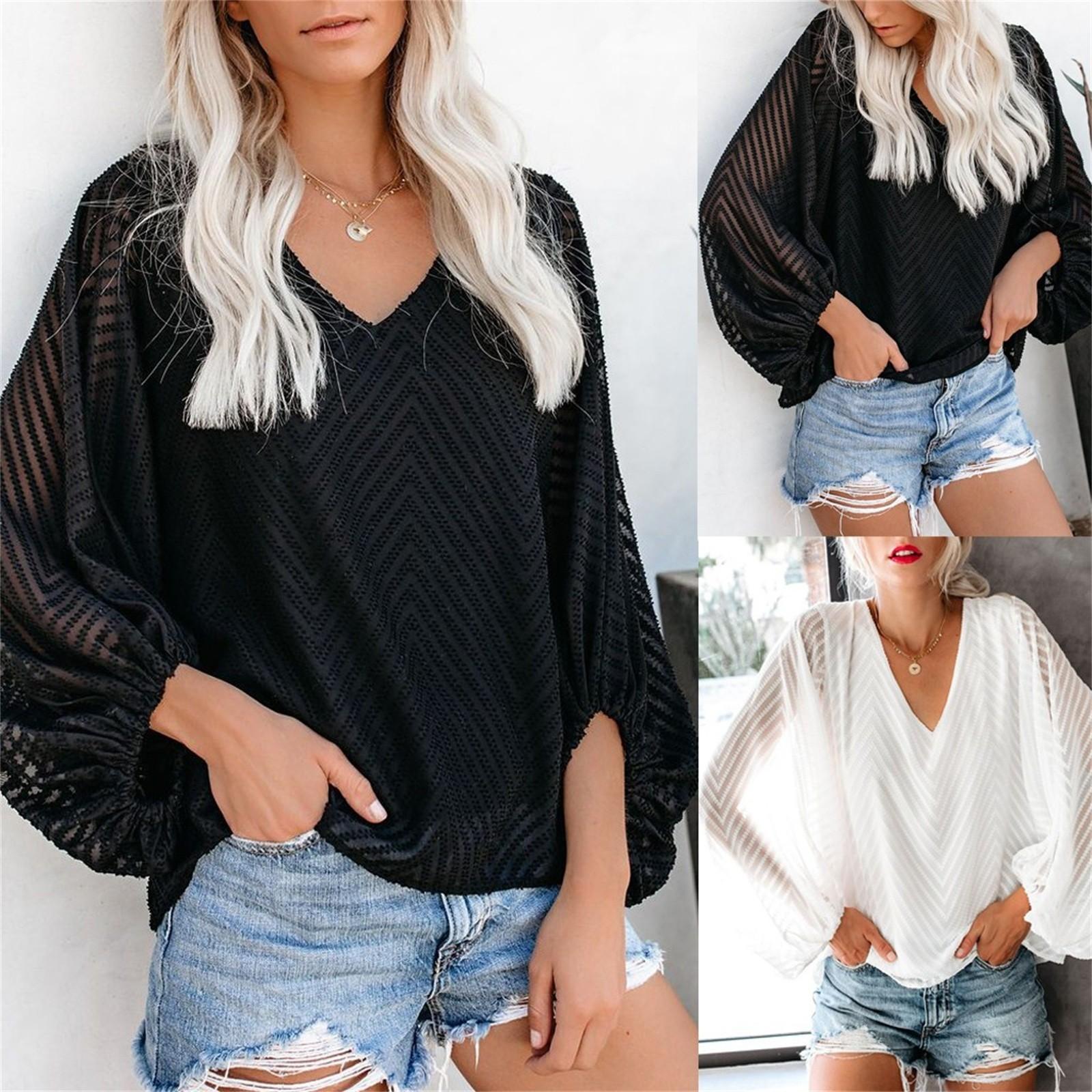 

Женская повседневная сладкая и симпатичная свободная рубашка B Alloon с рукавом и V-образным вырезом топ