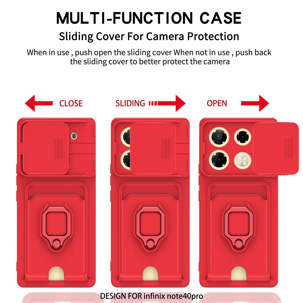 TPU Soft Wallet Case For Infinix Note 40 Pro Plus Pro+ Note40pro 5G Note40 4G Magnet Holder Ring Push Pull Camera Protect Fundas