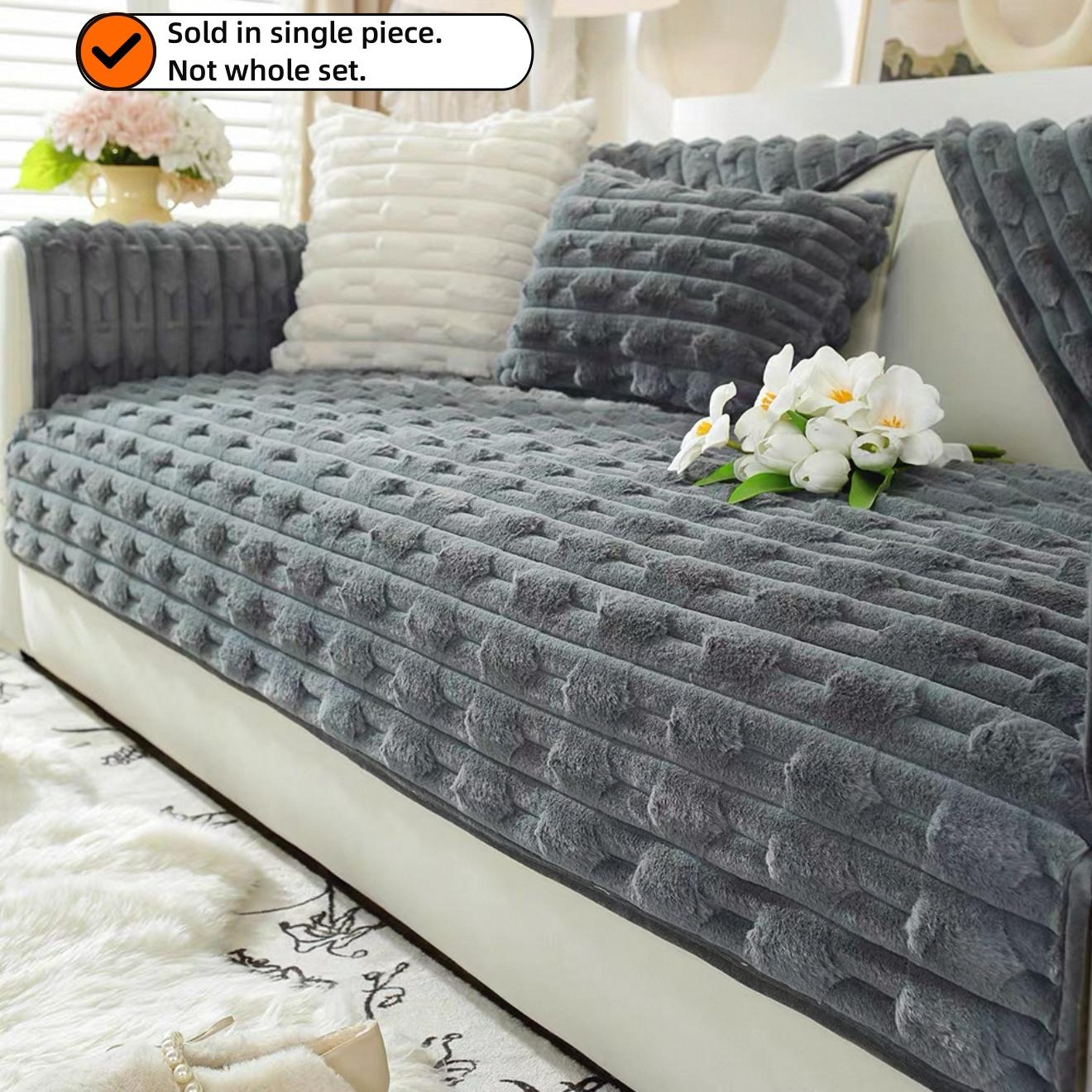 

Теплый стеганый флис с жаккардовым узором из изогнутых линий, чехол на диван с противоскользящей подкладкой для гостиной, накидки на диван, осенне-зимний декор 70*70cm серый