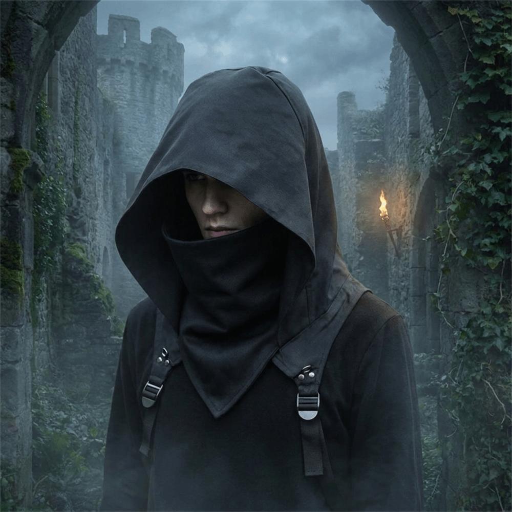 Cowl Style Medieval Hooded Cloak Hat Ethnic Fantasy Vintage Pirate Cosplay Cap Role-playing White