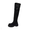Over-knee boots Women's thick-soled inner height increase Merad long-tube boots thick-soled large-tube circumference widened fat mm large size velvet