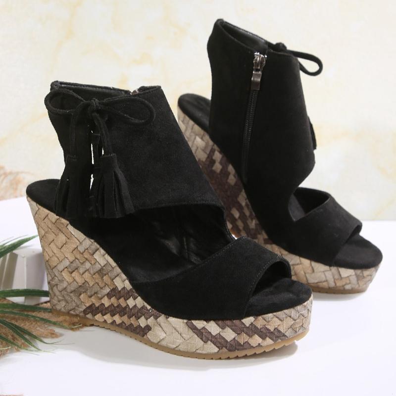 

Fashion Retro Women High Heels Sandals Lace Up Platform Shoes 2025 Trend Summer New Wedges Pumps Designer Open Toe Dress Mujer Zapatos 35