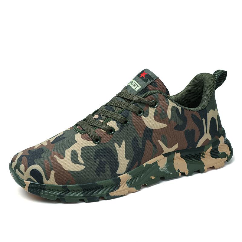 Outdoor camouflage shoes men s and women s same canvas hiking shoes sports training shoes liberation shoes work shoes 36