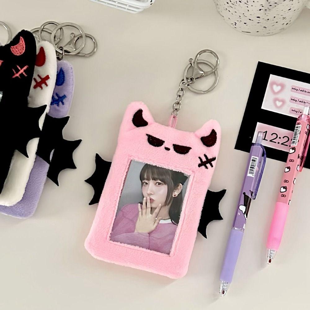 Bat Demon Cartoon Plush Photocard Holder Transparent Photo Protective Case Bus Card Holder  Outdoor