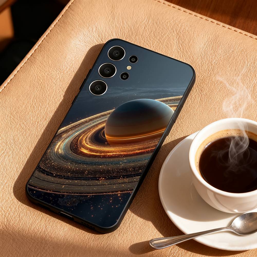 S-Saturn S-Solar system Phone Case For Samsung S26,S25,24,23,22,30,21,10,9,Ultra,Plus,Lite,Black Soft Case
