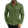 Mens Fleece Jacket Casual Solid Color Collared Single-Breasted Windproof Workwear Young Adults