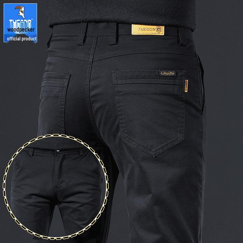 

Дятел Мужские Приталенные Прямые Хлопковые Брюки - Осенние Плотные Повседневные Деловые Брюки 38 Waist 2 9