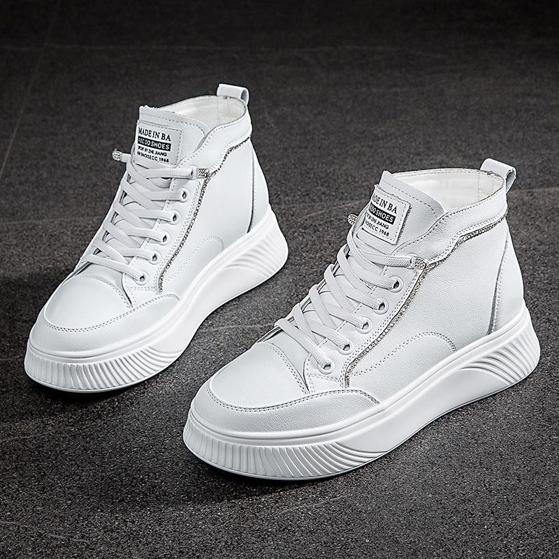 

Женские осенние кроссовки на высокой платформе из натуральной белой кожи 2022 - Модные повседневные в корейском стиле 40