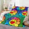Couverture Lancer Motif Artistique T-Takashi Murakami Fleur Légère 240g Flanelle Douce Agréable pour la Peau Refroidissement d'Été