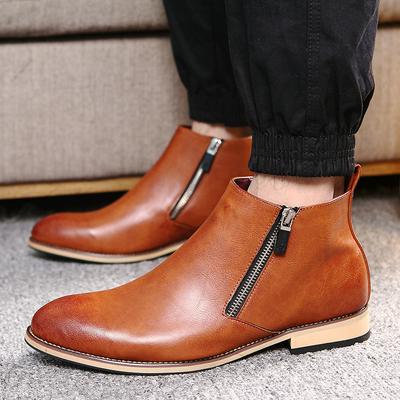 Spaltleder Stiefel Herrenschuhe Schuhe Hohe Qualität Reißverschluss Party Business Oxfords Formelle Kleidung Herbst Knöchel Erwachsene Männer Stiefel 2019