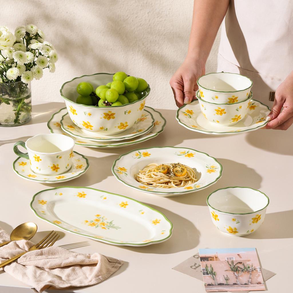 Sean Japanese Tableware Dishes Underglaze Color Household Ceramic Kitchen Utensils Dish Dish Deep Plate Creative Small Fresh Tableware