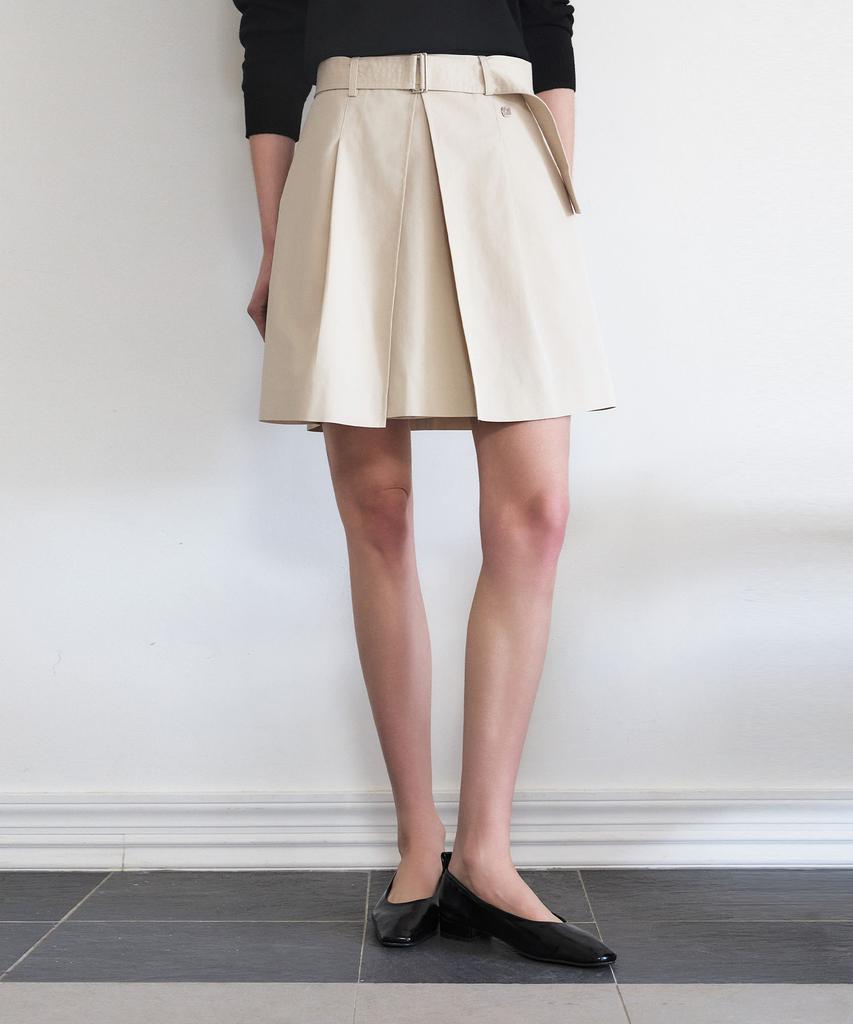 ARTID Belted Pleated Skirt_Beige